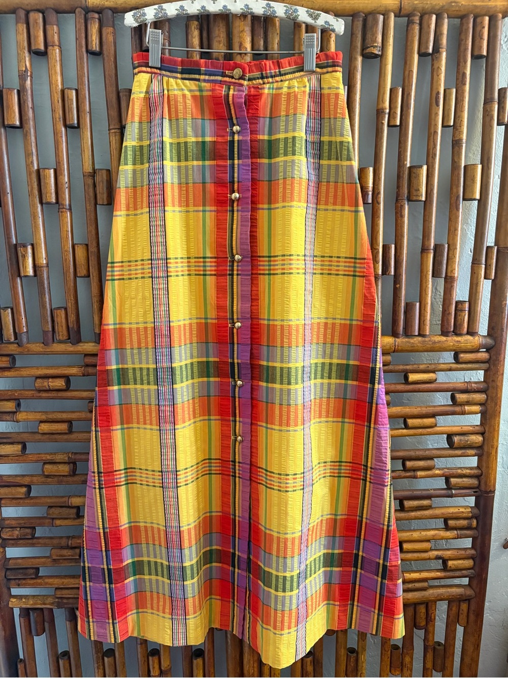VINTAGE MULTICOLOR PLAID HIGHWAISTED preppy MAXI SKIRT